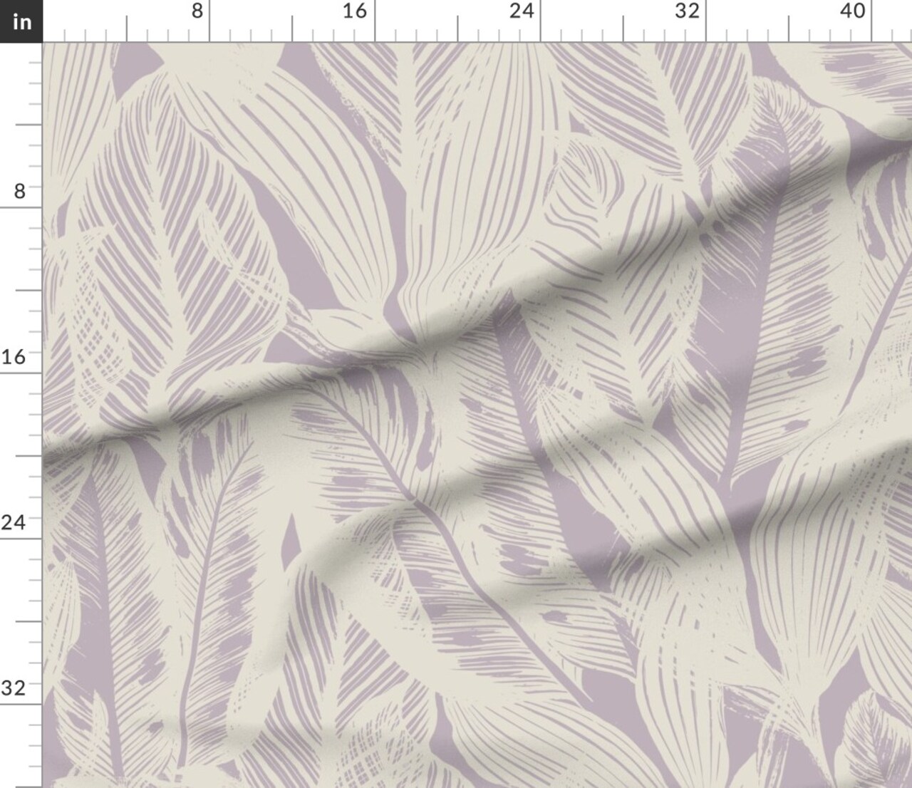 Banana Leaves Lavender Cream Large Scale Minimal Botanical Abstract Tropical Light Purple Custom Printed Fabric by Spoonflower Various Fabrics by the Yard or Fat Quarter